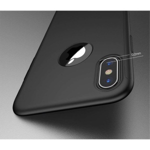 Set Husa si Folie de Protectie, Flippy, Compatibila cu Apple iPhone X, Full Cover 360°, Plastic + Sticla, Negru - Img 16
