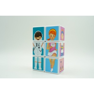 Set inteligent de cuburi magnetice pentru copii, 6 piese, cutie depozitare, puzzle joburi, +3 ani, multicolor - Img 7