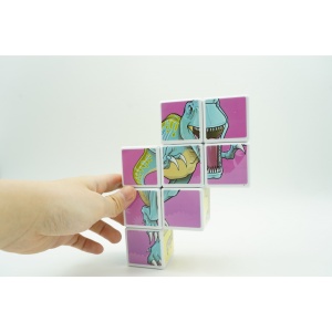 Set inteligent de cuburi magnetice pentru copii, 8 piese, cutie depozitare, puzzle dinozauri, +3 ani, multicolor - Img 7