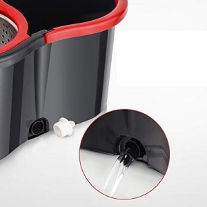 Set mop rotativ cu galeata Flippy, material plastic si microfibra, rezistent, cu dop scurgere, vas detasabil, pentru interior, capacitate 8 l, negru/rosu - Img 2