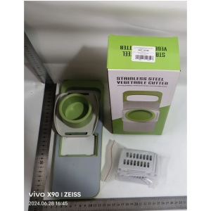 Set Multifunctional din 7 Piese, Flippy, pentru Taierea si Maruntirea Legumelor, Uz Casnic,din Otel Inoxidabil, Gri-Verde - Img 11