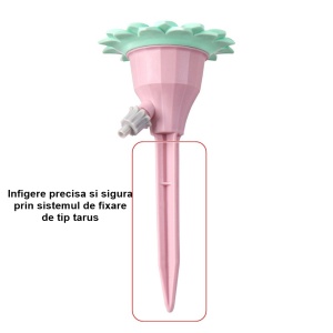 Set picuratoare cu valva pentru irigare Flippy, design floare, viteza reglabila, fixare prin infigere, practic, 16.8 x 9 cm, roz - Img 2
