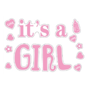 Sticker Autocolant, Flippy, Tematica Gender Reveal, Model Scris It's a Girl, 19.5x27.5 cm, Roz - Img 1