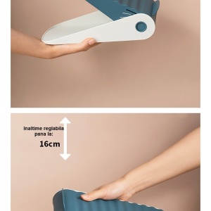 Suport pentru Pantofi, Flippy, cu Două Straturi, Organizator, Antiderapant și Durabil, Inălțime Reglabilă, 25.5x11x7.5 cm, Albastru, 150 g - Img 6
