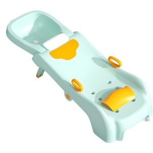 Suport Pliabil pentru Spalat Parul Flippy, Pentru Copii, cu Scurgere, cu Picioare Antialunecare, Material Polipropilena, Suport Cap Reglabil, cu Manere, 110 x 35 x 21 cm, Verde - Img 1