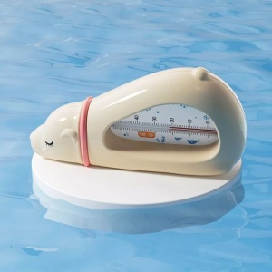 Termometru pentru Baie, Flippy, Plutitor, Rezistent la apa, Multifunctional, Model Urs Polar, 15x7.5x4 cm, Roz - Img 2