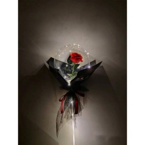 Trandafir in Balon LED cu Lumini, Flippy, Tip Buchet, Diametru 35 cm, Rosu - Img 4