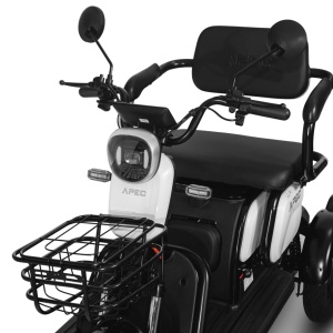 Triciclu Electric, Fara Permis, Motor 1000W, 2-3 locuri, APEC APM2 Alb, Autonomie pana la 36 km, Omologat RAR - Img 5