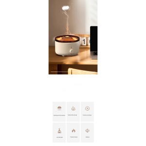 Umidificator de tip vulcan, Flippy, cu aromaterapie, cu telecomanda, 560 ml, model V21A, alb - Img 7