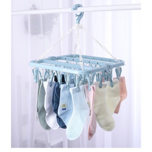 Uscator de rufe Flippy, 32 de cleme, Plastic, Pliabil, rotire 360 grade, 32x32 cm, Albastru - Img 5