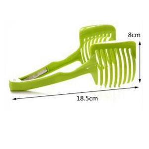 Ustenisla de bucatarie tip cleste pentru feliat fructe si legume Flippy, material ABS, 8 x 18.5 cm, verde - Img 3