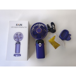 Ventilator Ultra Portabil cu Aromaterapie, Flippy, 3 in 1, de Mana, de Birou, de Gat, 5 Trepte de Viteza, Incarcare USB, Autonomie 12h, Pliabil, cu Ecran LCD, Mov - Img 9