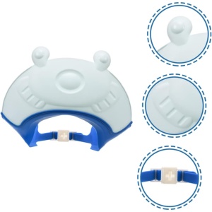 Viziera de Protectie Baie Pentru Copii, Fippy, Model Broasca, Dimensiune ajustabila, Durabil, Usor de curatat, Impotriva Samponului, pentru Ochi si Urechi, TPE+PP, 24x23 cm, Albastru - Img 2
