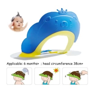 Viziera de Protectie Baie Pentru Copii, Fippy, Model Coronita Leu, Dimensiune ajustabila, Durabil, Usor de curatat, Impotriva Samponului, pentru Ochi si Urechi, TPE+PP, 21x20.5 cm, Albastru - Img 4