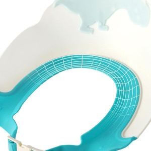 Viziera de Protectie Baie Pentru Copii, Fippy, Model Dinozaur, Dimensiune ajustabila, Durabil, Usor de curatat, Impotriva Samponului, pentru Ochi si Urechi, TPE+PP, 22x21 cm, Albastru - Img 9
