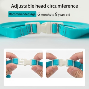 Viziera de Protectie Baie Pentru Copii, Fippy, Model Hipopotam, Dimensiune ajustabila, Durabil, Usor de curatat, Impotriva Samponului, pentru Ochi si Urechi, TPE+PP, 22x21 cm, Albastru - Img 4