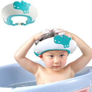 Viziera de Protectie Baie Pentru Copii, Fippy, Model Hipopotam, Dimensiune ajustabila, Durabil, Usor de curatat, Impotriva Samponului, pentru Ochi si Urechi, TPE+PP, 22x21 cm, Albastru - Img 6