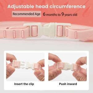 Viziera de Protectie Baie Pentru Copii, Fippy, Model Hipopotam, Dimensiune ajustabila, Durabil, Usor de curatat, Impotriva Samponului, pentru Ochi si Urechi, TPE+PP, 22x21 cm, Rosu - Img 3