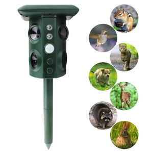 Aparat Solar LED cu Ultrasunete, Flippy, Repelent pentru Animale Mari si Mici, Lumina Rosie si Alba, Anti Rozatoare, Anti Insecte, Frecventa 13.5KHZ-45.5KHZ, Senzor PIR, 15.5 x 15.4 x 26.2 cm, Verde - Img 5