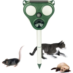 Aparat Solar LED cu Ultrasunete, Flippy, Repelent pentru Animale Mari si Mici, Lumina Rosie si Alba, Anti Rozatoare, Anti Insecte, Frecventa 13.5KHZ-65 KHZ, Senzor PIR, 13 x 14.7 x 24.5 cm, Verde - Img 4
