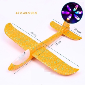 Avion Planor cu Pilot, Flippy, Din Polistiren, Cu Lumini in Cabina Pilotului, Lungime 47 cm, Portocaliu - Img 3