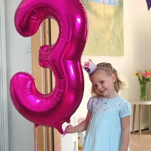 Balon din Folie Flippy, Cifra 3, 81 cm, Pentru Aer sau Heliu, Mov - Img 2