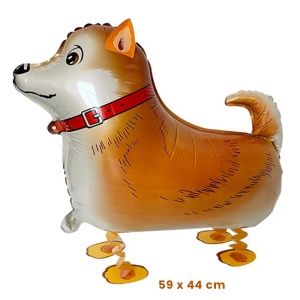 Balon din Folie Metalizata, Flippy, Figurina Animata, Model Catel, 59x44 cm, Ambalaj Individual, Pai Inclus, Umflare cu Aer sau Heliu, Maro inchis - Img 2