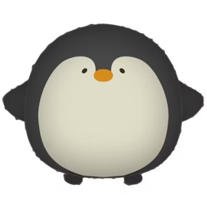 Balon din Folie Metalizata, Flippy, Figurina Animata, Model Pinguin, 54 x 48 cm, Ambalaj Individual, Pai Inclus, Umflare cu Aer sau Heliu, Negru