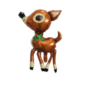 Balon din Folie Metalizata, Flippy, Figurina Caprioara, Tema Animalute, 75-80 cm, Ambalaj Individual, Pai Inclus, Umflare cu Aer sau Heliu, Maro - Img 2