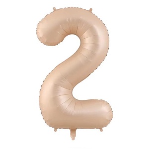 Balon din Folie Metalizata, Flippy, Figurina Cifra, Model 2, Tema Aniversare 100 cm, Ambalaj Individual, Pai Inclus, Umflare cu Aer sau Heliu, Crem