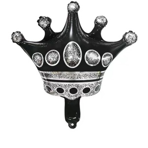Balon din Folie Metalizata Flippy, Figurina Cifra si Coroana, Scris Happy Birthday, Tema Aniversare 100 cm, Ambalaj Individual, Pai inclus, Umflare cu Aer sau Heliu, Negru, Cifra 3 - Img 2