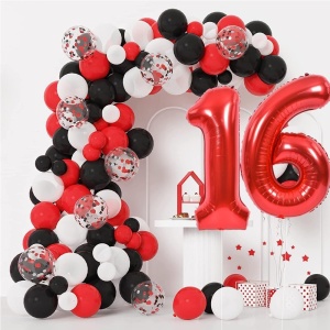 Balon din Folie Metalizata Flippy, Figurina Cifra, Tema Aniversare 40 cm, Ambalaj Individual, Pai inclus, Umflare cu Aer sau Heliu, Rosu, Cifra 1 - Img 10