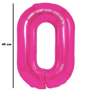 Balon din Folie Metalizata Flippy, Figurina Cifra, Tema Aniversare 40 cm, Ambalaj Individual, Pai inclus, Umflare cu Aer sau Heliu, Roz, Cifra 0 - Img 2
