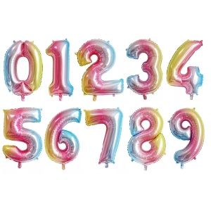 Balon din Folie Metalizata Flippy, Figurina Cifra, Tema Aniversare 40 cm, Ambalaj Individual, Pai inclus, Umflare cu Aer sau Heliu, Multicolor, Cifra 5 - Img 4