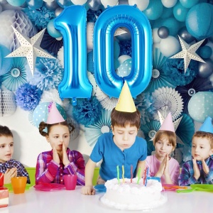 Balon din Folie Metalizata, Flippy, Figurina Cifra, Tema Aniversare 80 cm, Ambalaj Individual, Pai inclus, Umflare cu Aer sau Heliu, Albastru, Cifra 1 - Img 3
