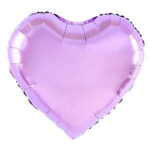 Balon din Folie Metalizata, Flippy, Figurina Inimioara, Model Simplu, Tematica Iubire, 40 cm, Ambalaj Individual, Pai Inclus, Umflare cu Aer sau Heliu, Mov Deschis