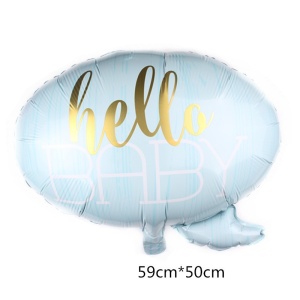 Balon din Folie Metalizata, Flippy, Figurina Norisor, Tema Hello Baby , 59x50 cm, Ambalaj Individual, Pai Inclus, Umflare cu Aer sau Heliu, Albastru - Img 2