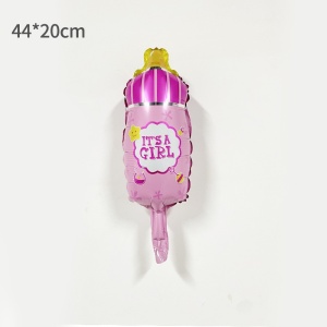 Balon din Folie Metalizata, Flippy, Mini Figurina Biberon, Model It's a Girl, Tematica Gender Reveal, 44x20 cm, Ambalaj Individual, Pai Inclus, Umflare cu Aer sau Heliu, Roz - Img 2