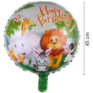 Balon din Folie Metalizata, Flippy, Mini Figurina Rotunda, Model Animalute, Happy Birthday, Tematica Aniversare, 45 cm, Ambalaj Individual, Pai Inclus, Umflare cu Aer sau Heliu, Multicolor - Img 4