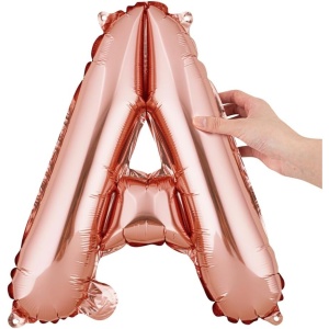 Balon Folie Metalizata Litera A, Flippy, 40 cm, Umflati cu Heliu sau Aer, Ambalaj Individual, Pai inclus, Rose Gold - Img 8