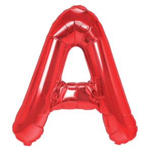 Balon Folie Metalizata Litera A, Flippy, 40 cm, Umflati cu Heliu sau Aer, Ambalaj Individual, Pai inclus, Rosu