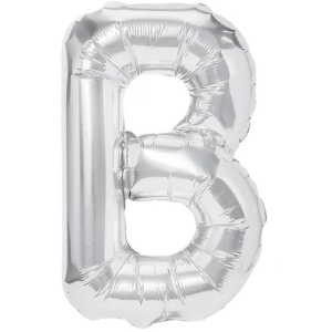 Balon Folie Metalizata Litera B, Flippy, 40 cm, Umflati cu Heliu sau Aer, Ambalaj Individual, Pai inclus, Argintiu - Img 1