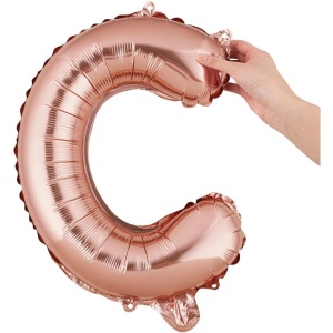 Balon Folie Metalizata Litera C, Flippy, 40 cm, Umflati cu Heliu sau Aer, Ambalaj Individual, Pai inclus, Rose Gold - Img 6
