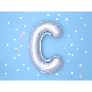 Balon Folie Metalizata Litera C, Flippy, 80 cm, Umflati cu Heliu sau Aer, Ambalaj Individual, Pai inclus, Argintiu - Img 3