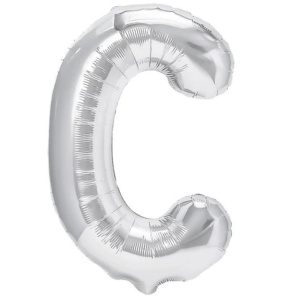 Balon Folie Metalizata Litera C, Flippy, 80 cm, Umflati cu Heliu sau Aer, Ambalaj Individual, Pai inclus, Argintiu - Img 1