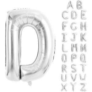 Balon Folie Metalizata Litera D, Flippy, 80 cm, Umflati cu Heliu sau Aer, Ambalaj Individual, Pai inclus, Argintiu - Img 8