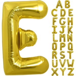 Balon Folie Metalizata Litera E, Flippy, 40 cm, Umflati cu Heliu sau Aer, Ambalaj Individual, Pai inclus, Auriu - Img 6
