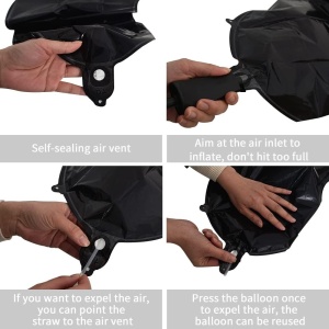 Balon Folie Metalizata Litera E, Flippy, 40 cm, Umflati cu Heliu sau Aer, Ambalaj Individual, Pai inclus, Negru - Img 6
