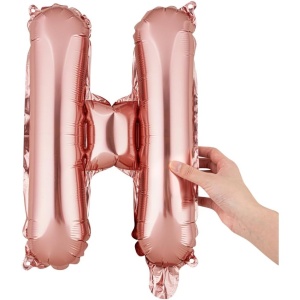 Balon Folie Metalizata Litera H, Flippy, 40 cm, Umflati cu Heliu sau Aer, Ambalaj Individual, Pai inclus, Rose Gold - Img 7