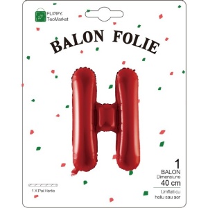 Balon Folie Metalizata Litera H, Flippy, 40 cm, Umflati cu Heliu sau Aer, Ambalaj Individual, Pai inclus, Rosu - Img 2